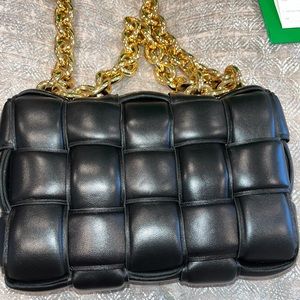 Bottega Veneta Cassette Gold Chain Crossbody Bag Padded Maxi Intrecciatoleather